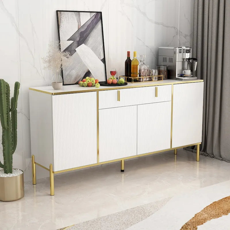 4-Door Kitchen Sideboard with 2 Top Drawers and Accent Storage