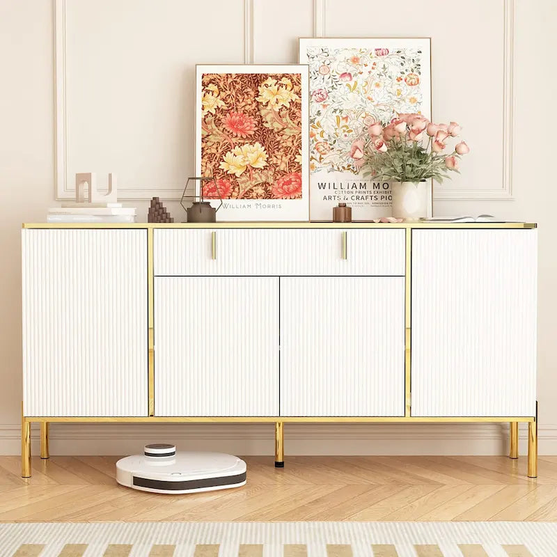 4-Door Kitchen Sideboard with 2 Top Drawers and Accent Storage