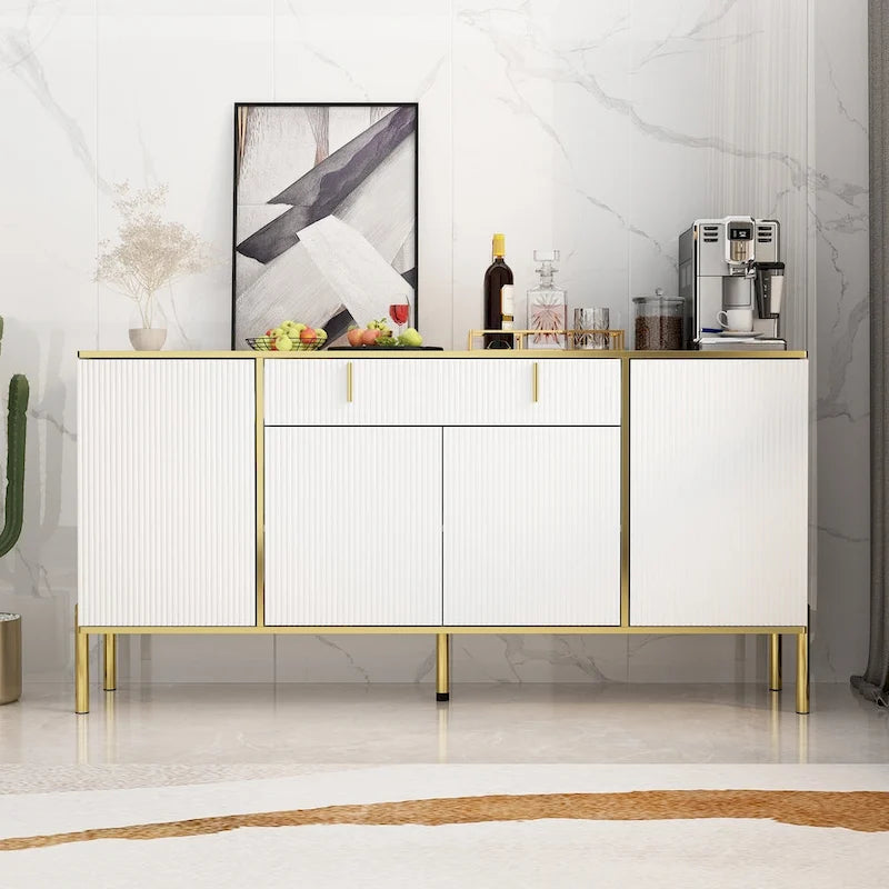 4-Door Kitchen Sideboard with 2 Top Drawers and Accent Storage