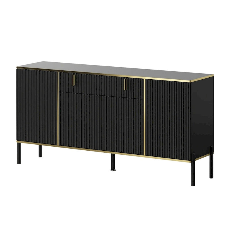 4-Door Kitchen Sideboard with 2 Top Drawers and Accent Storage