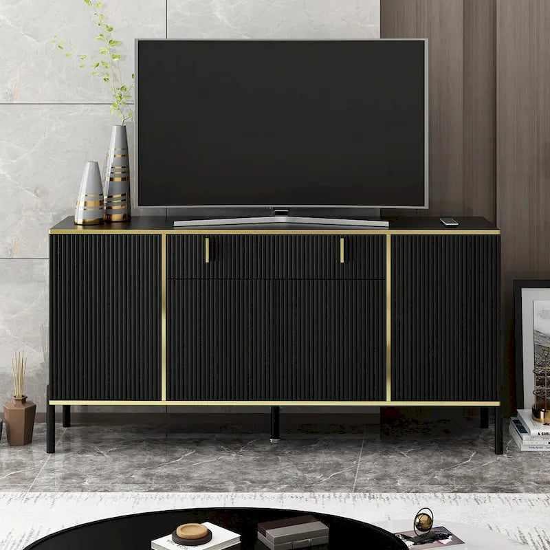 4-Door Kitchen Sideboard with 2 Top Drawers and Accent Storage