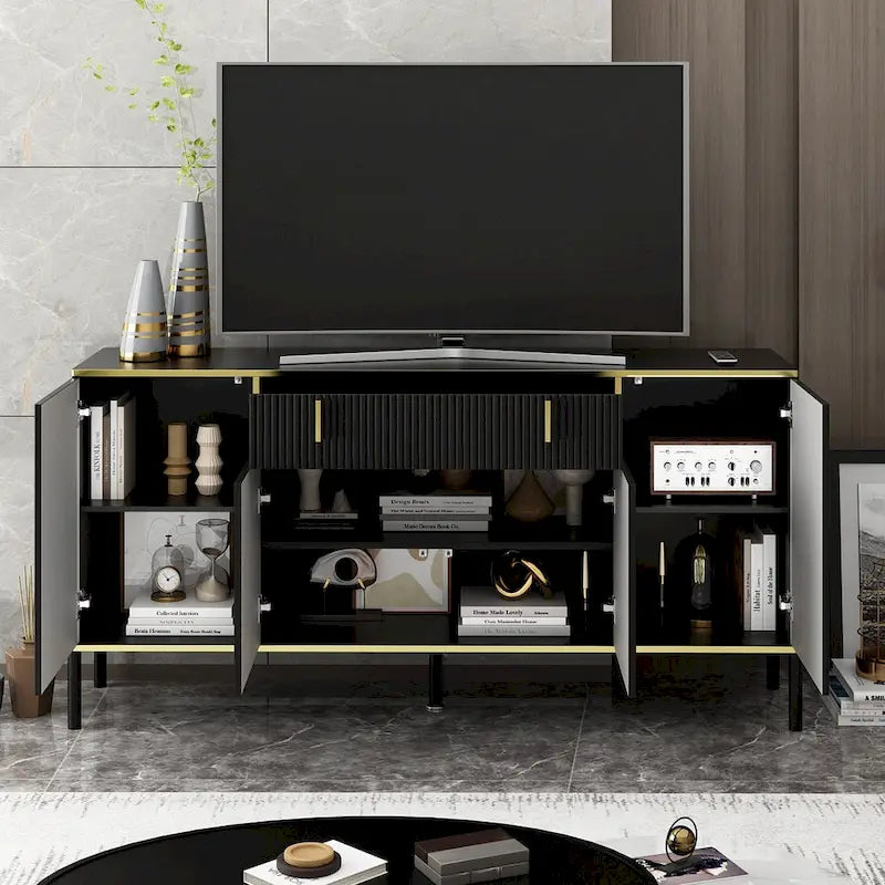 4-Door Kitchen Sideboard with 2 Top Drawers and Accent Storage