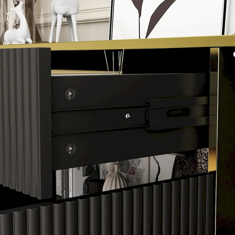 4-Door Kitchen Sideboard with 2 Top Drawers and Accent Storage