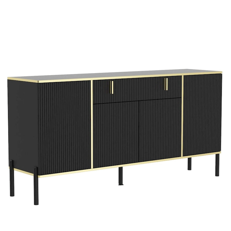 4-Door Kitchen Sideboard with 2 Top Drawers and Accent Storage