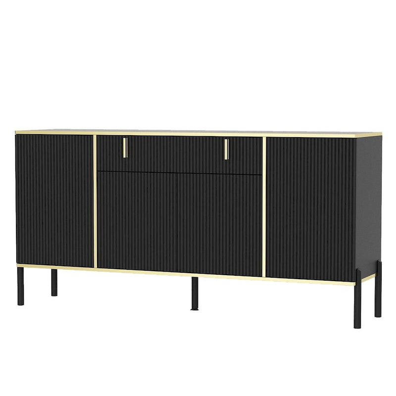4-Door Kitchen Sideboard with 2 Top Drawers and Accent Storage