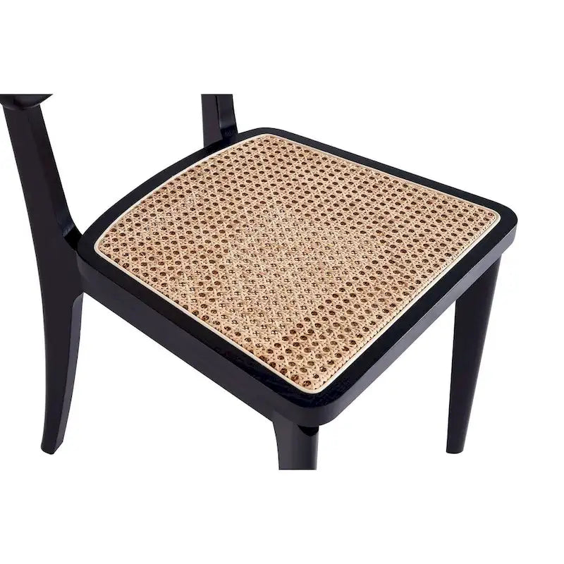 Modern Cane Dining Chair with Ash Wood Frame and Natural Rattan Seat, Pack of 2