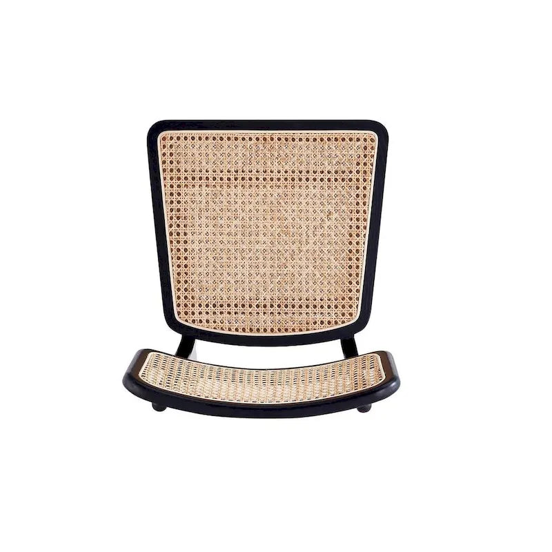 Modern Cane Dining Chair with Ash Wood Frame and Natural Rattan Seat, Pack of 2