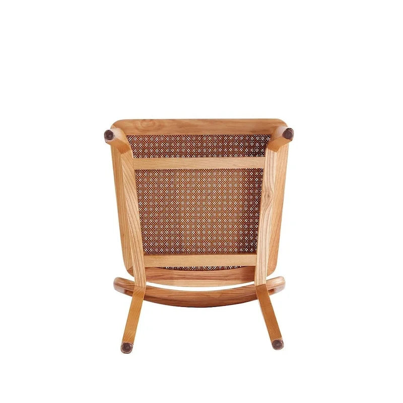 Modern Cane Dining Chair with Ash Wood Frame and Natural Rattan Seat, Pack of 2
