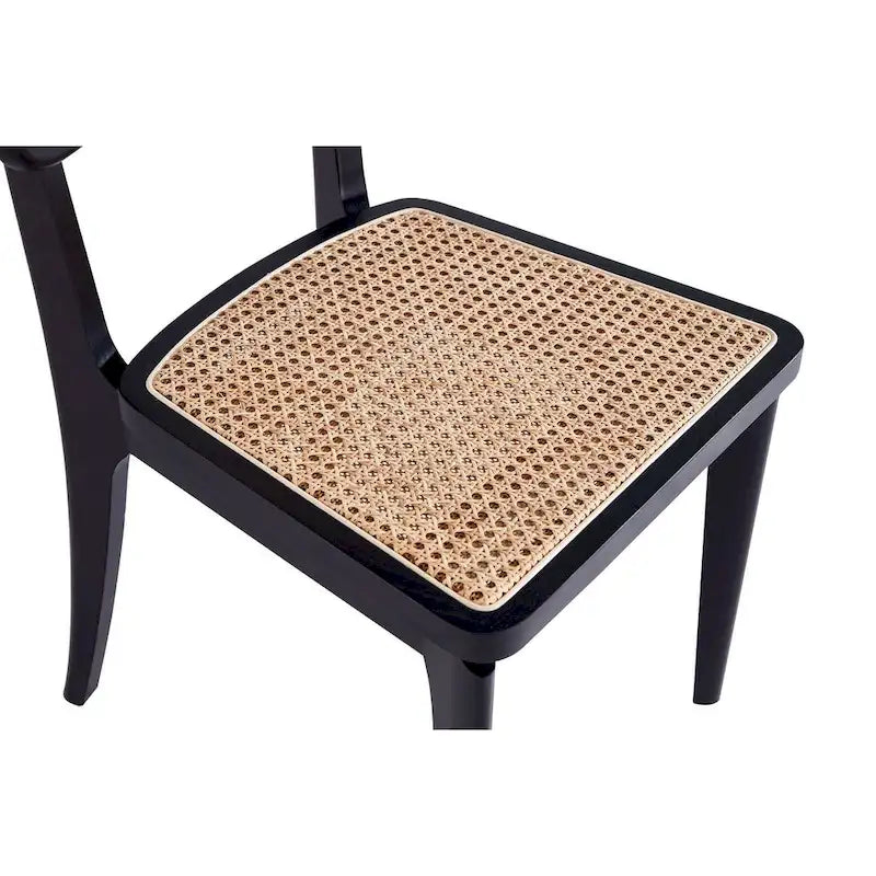 Modern Cane Dining Chair with Ash Wood Frame and Natural Rattan Seat, Pack of 2
