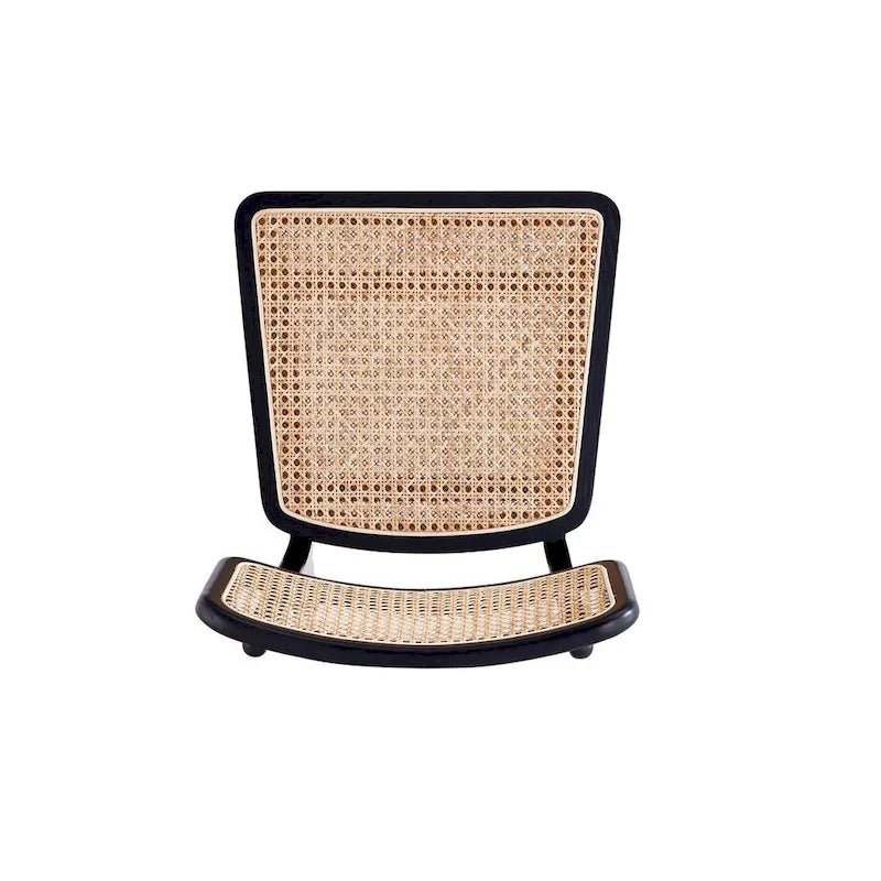 Modern Cane Dining Chair with Ash Wood Frame and Natural Rattan Seat, Pack of 2