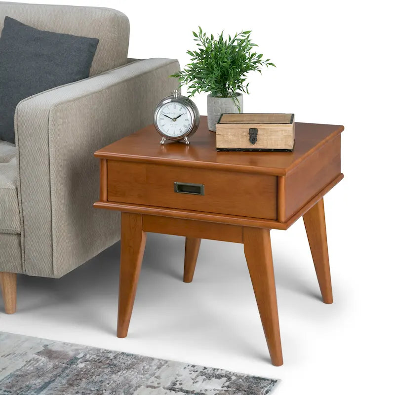 Solid Hardwood 22" Rectangle Mid-Century Modern End Table