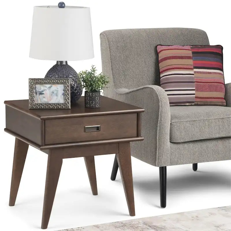 Solid Hardwood 22" Rectangle Mid-Century Modern End Table