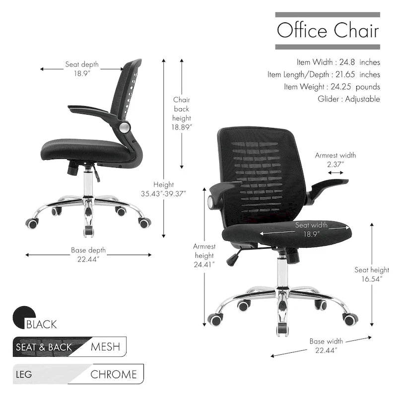 Ergonomic Mesh Back Office Chair with Adjustable Height and 360° Swivel