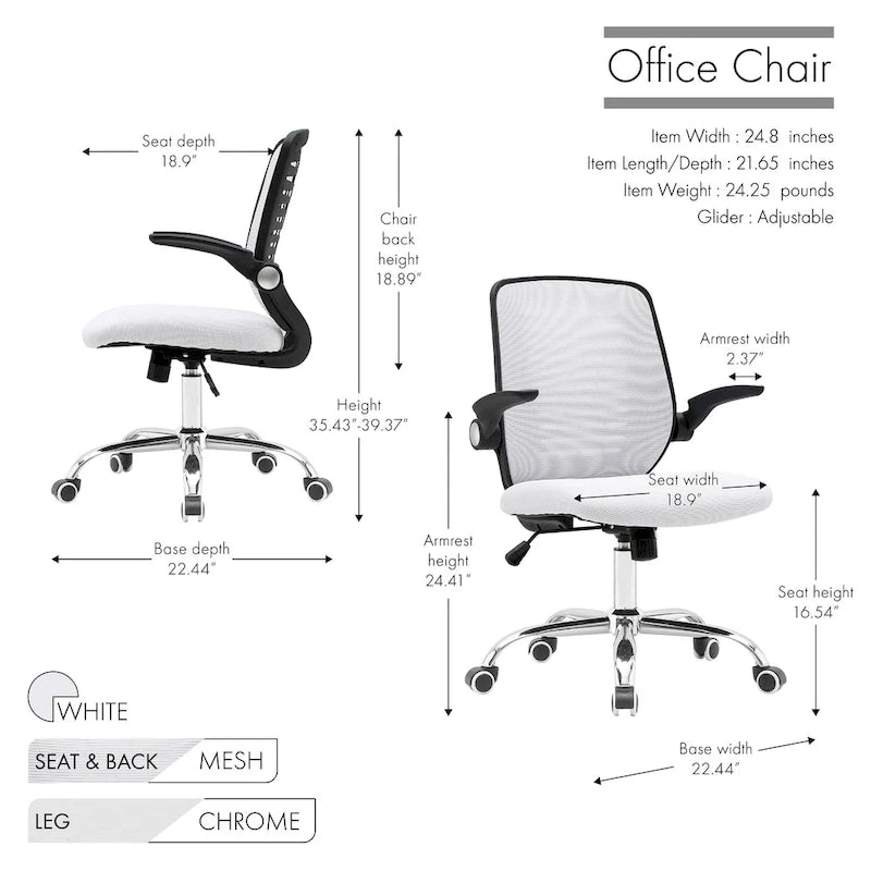 Ergonomic Mesh Back Office Chair with Adjustable Height and 360° Swivel