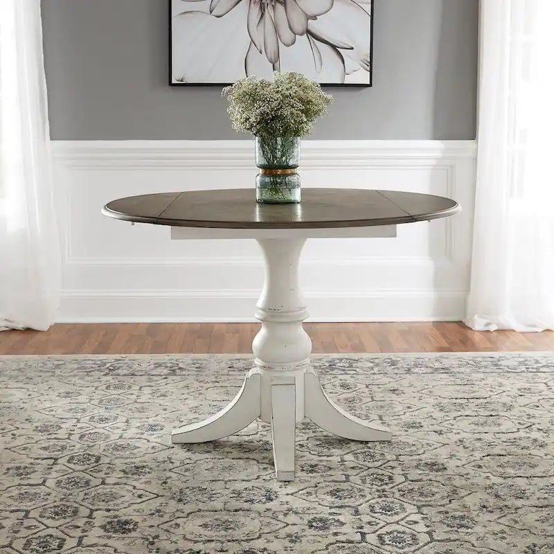 Magnolia Manor Antique White Weathered Bark 3 Piece Drop Leaf Set