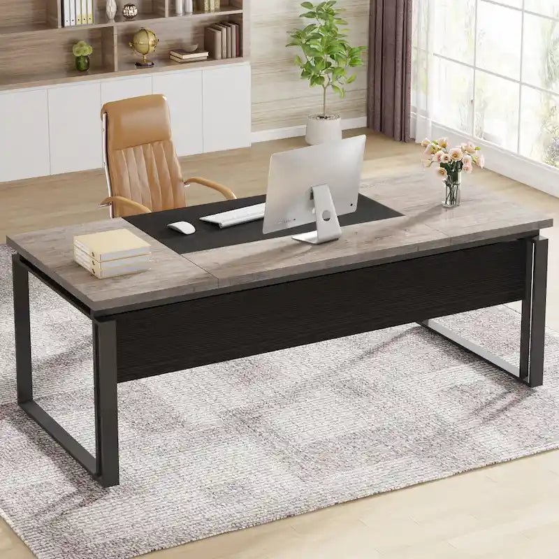 63 L-Shaped Computer Desk Executive Desks with Reversible File Cabinet and Storage Drawers for Home Office