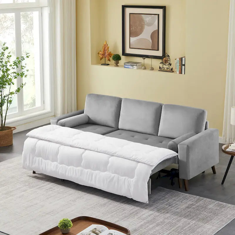 88 Reversible Pull out Sleeper Sectional Storage Sofa Bed,Corner sofa-bed with Storage Chaise Left/Right Handed Chaise