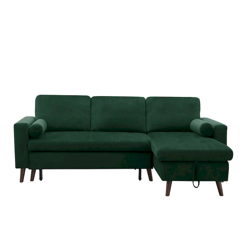 88 Reversible Pull out Sleeper Sectional Storage Sofa Bed,Corner sofa-bed with Storage Chaise Left/Right Handed Chaise