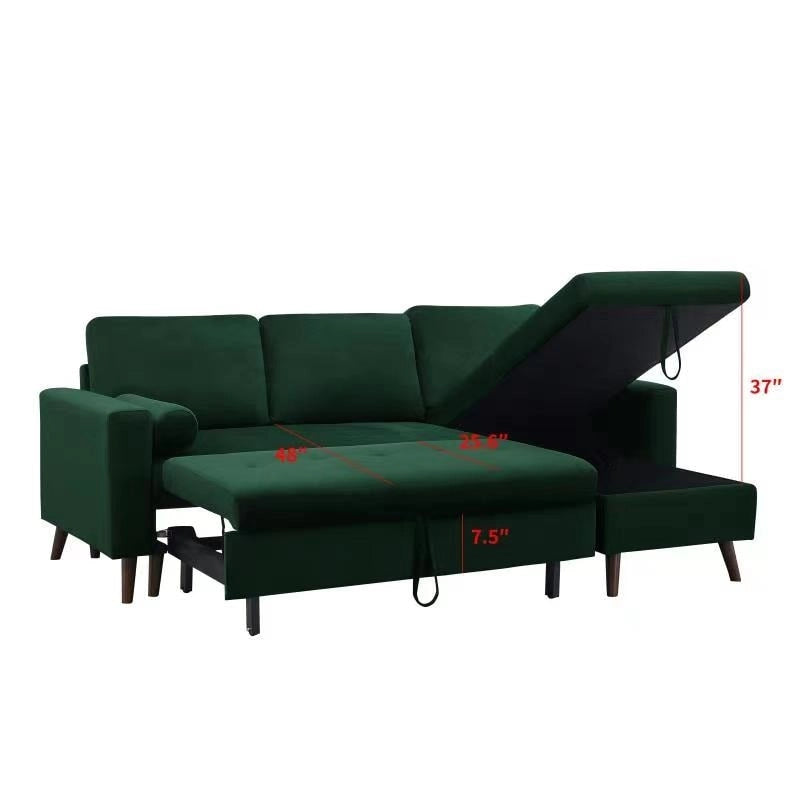 88 Reversible Pull out Sleeper Sectional Storage Sofa Bed,Corner sofa-bed with Storage Chaise Left/Right Handed Chaise