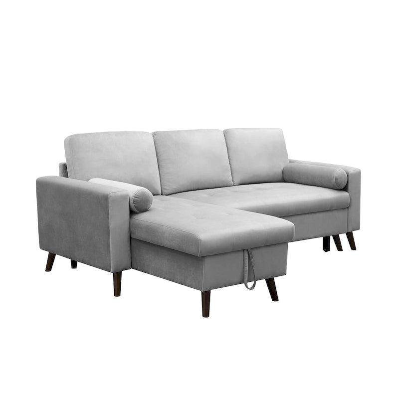 88 Reversible Pull out Sleeper Sectional Storage Sofa Bed,Corner sofa-bed with Storage Chaise Left/Right Handed Chaise