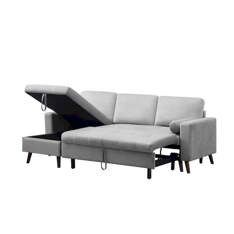 88 Reversible Pull out Sleeper Sectional Storage Sofa Bed,Corner sofa-bed with Storage Chaise Left/Right Handed Chaise