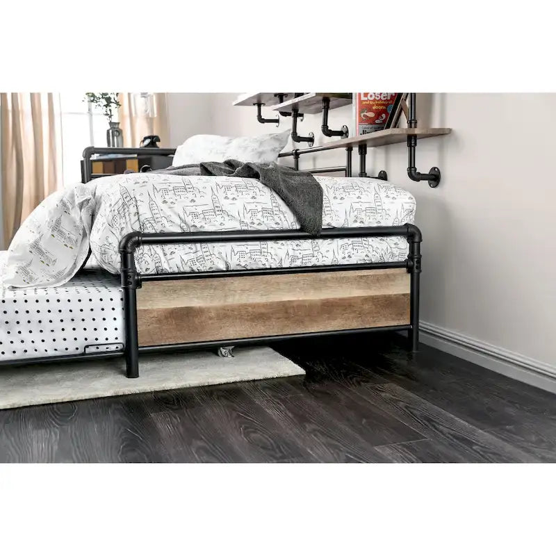 Industrial Black Metal Twin Corner Daybed