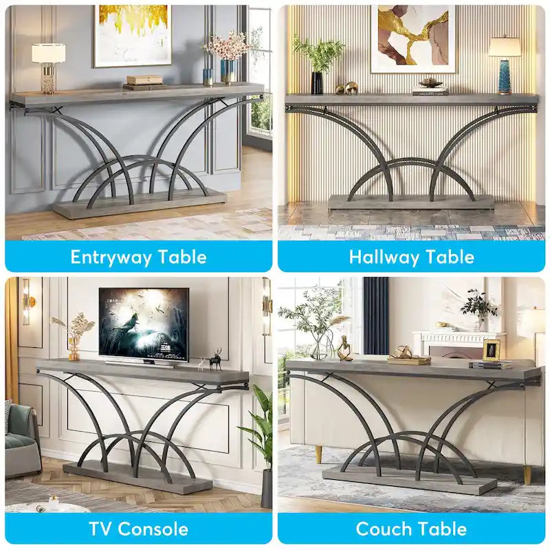 70.9 Inch Long Console Table Gold Sofa Table with White Faux Marble Tabletop for Entryway Living Room