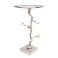 28 White and Gold Welling Demilune Round Side Table