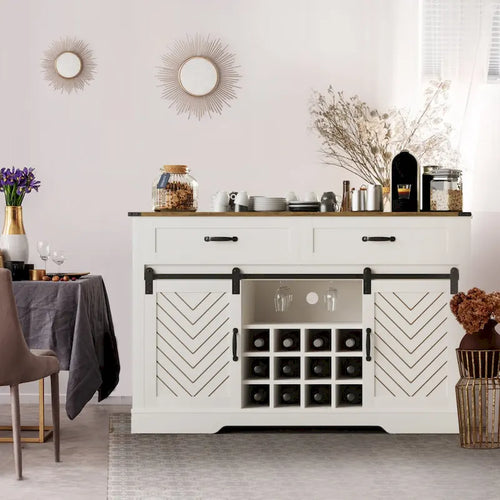 Royalcraft 51.96 Inch Bar Cabinet with Wine Rack and Large Storage
