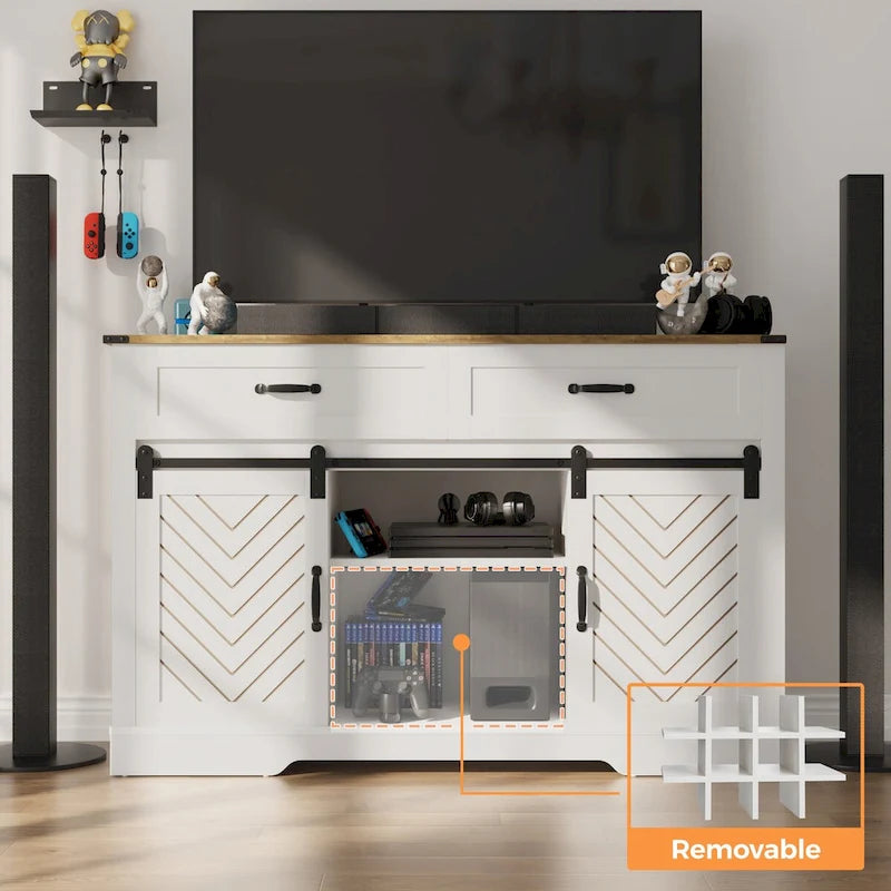 52-Inch Bar Cabinet with Wine Rack and Large Storage