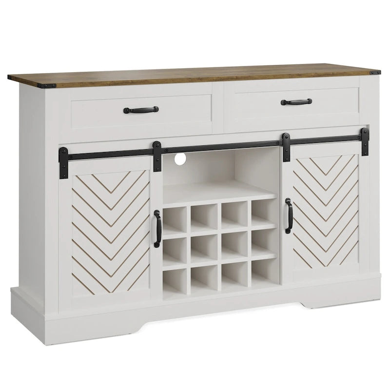 52-Inch Bar Cabinet with Wine Rack and Large Storage
