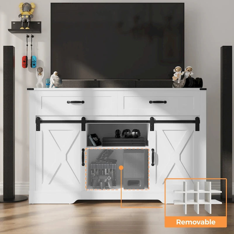 52-Inch Bar Cabinet with Wine Rack and Large Storage