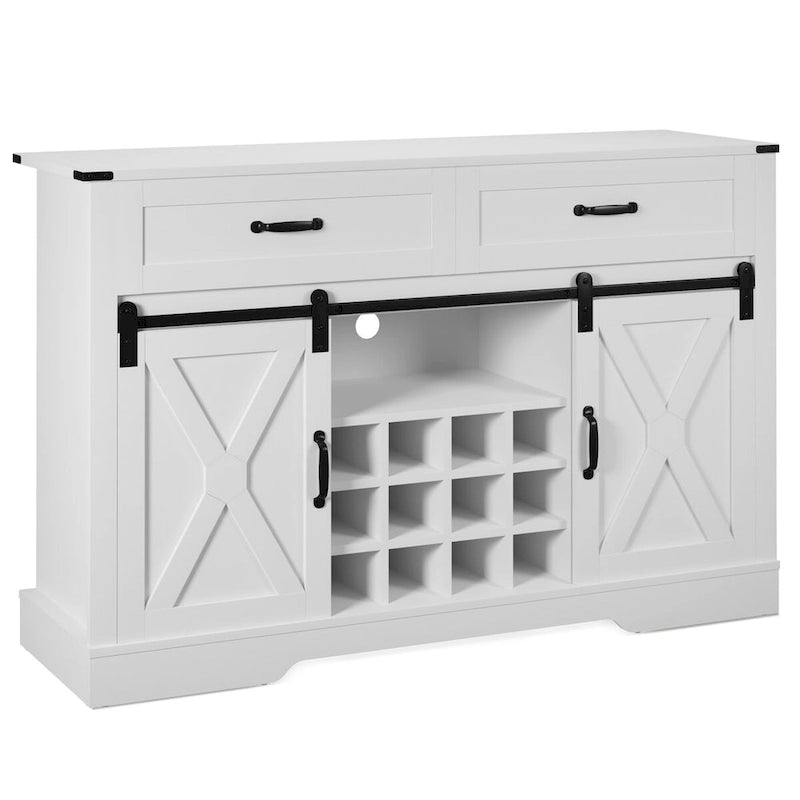 52-Inch Bar Cabinet with Wine Rack and Large Storage