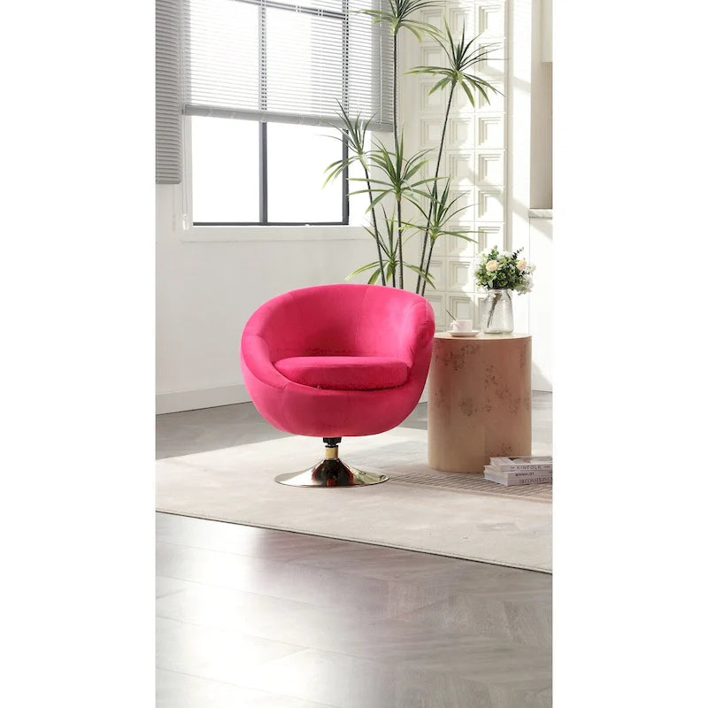 Velvet 360° Swivel Right Cuddle Barrel Accent Chair