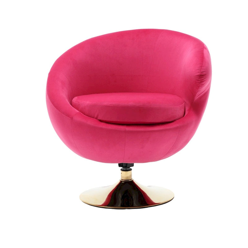 Velvet 360° Swivel Right Cuddle Barrel Accent Chair