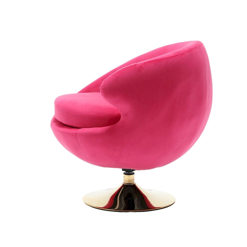 Velvet 360° Swivel Right Cuddle Barrel Accent Chair