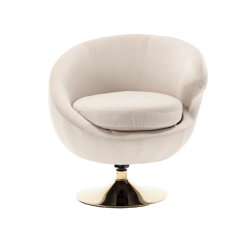 Velvet 360° Swivel Right Cuddle Barrel Accent Chair