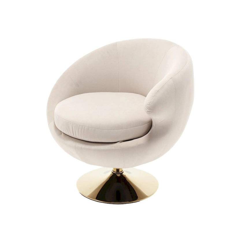 Velvet 360° Swivel Right Cuddle Barrel Accent Chair