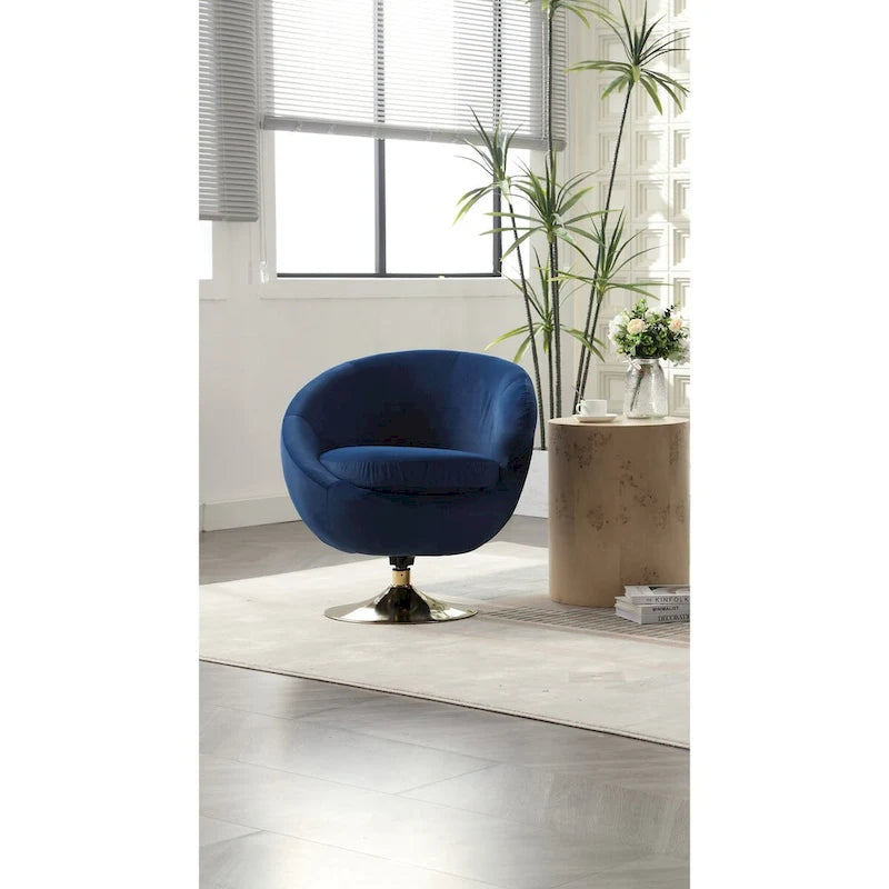 Velvet 360° Swivel Right Cuddle Barrel Accent Chair