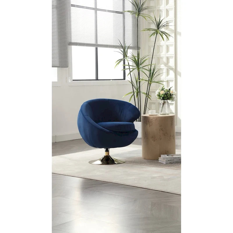 Velvet 360° Swivel Right Cuddle Barrel Accent Chair