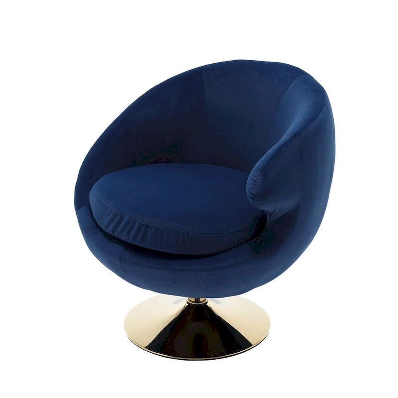 Velvet 360° Swivel Right Cuddle Barrel Accent Chair