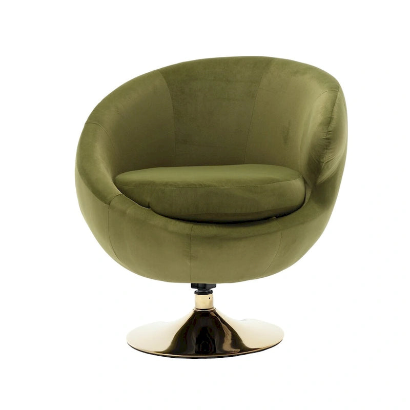 Velvet 360° Swivel Right Cuddle Barrel Accent Chair