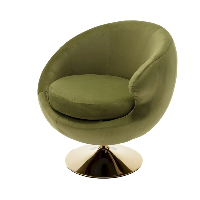 Velvet 360° Swivel Right Cuddle Barrel Accent Chair