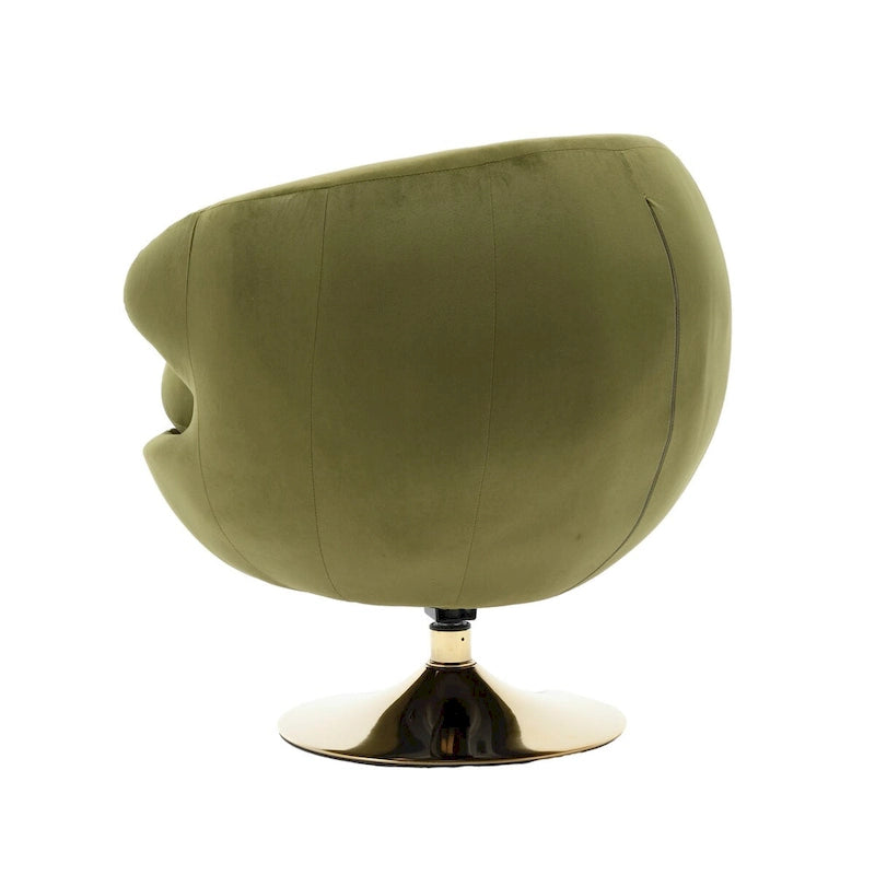 Velvet 360° Swivel Right Cuddle Barrel Accent Chair