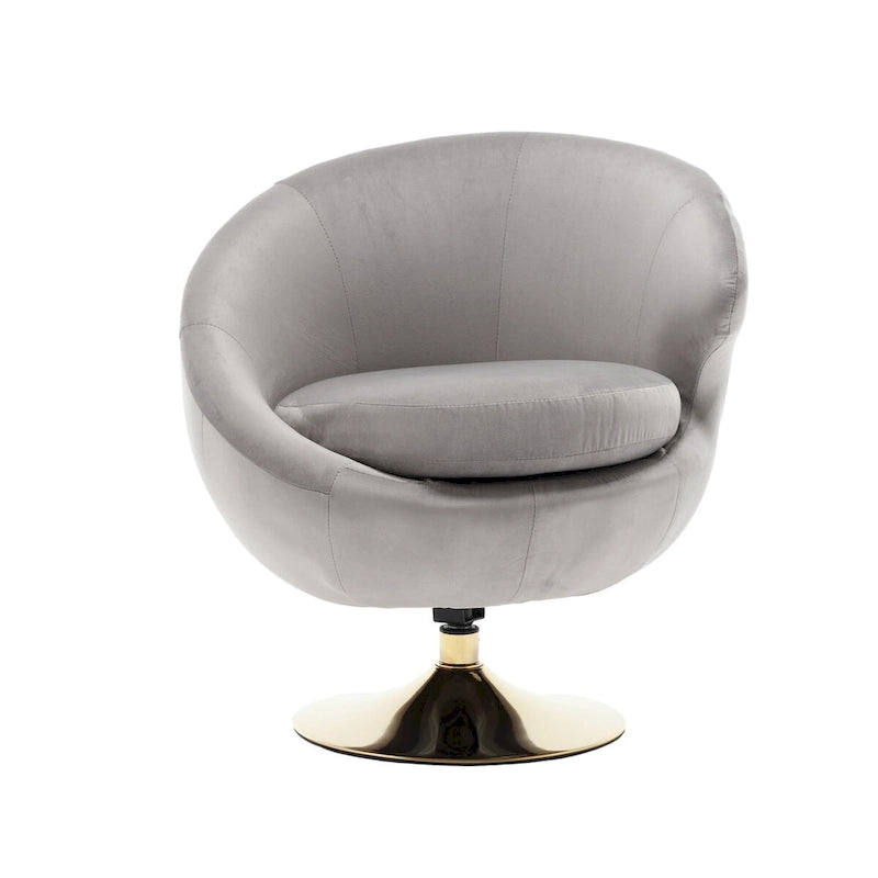 Velvet 360° Swivel Right Cuddle Barrel Accent Chair