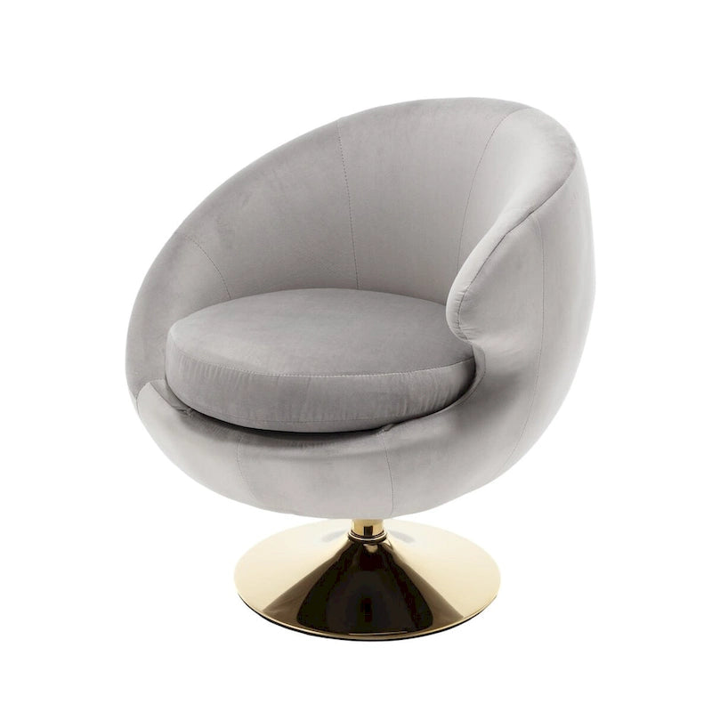 Velvet 360° Swivel Right Cuddle Barrel Accent Chair