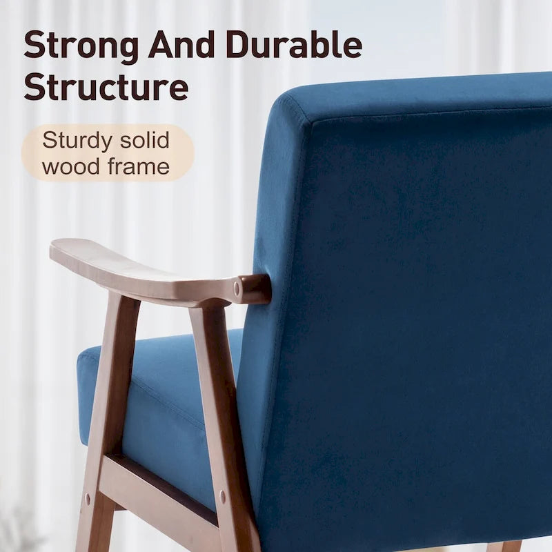 Mid-Century Modern Accent Chair with Solid Wood Frame, Set of 1