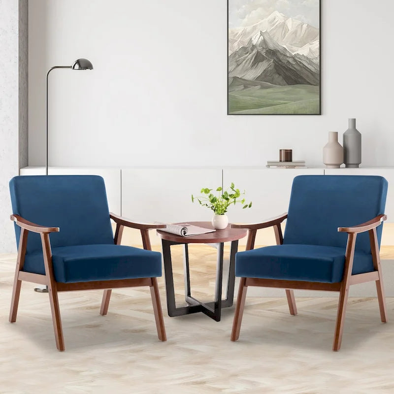 Mid-Century Modern Accent Chair with Solid Wood Frame, Set of 1