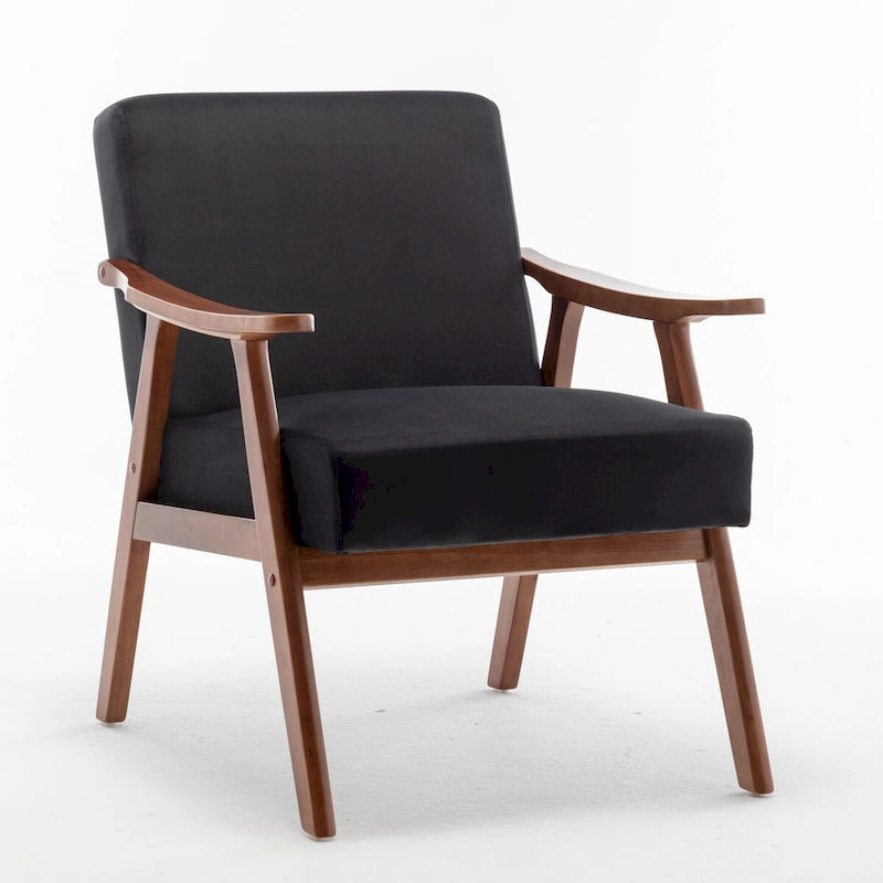Mid-Century Modern Accent Chair with Solid Wood Frame, Set of 1