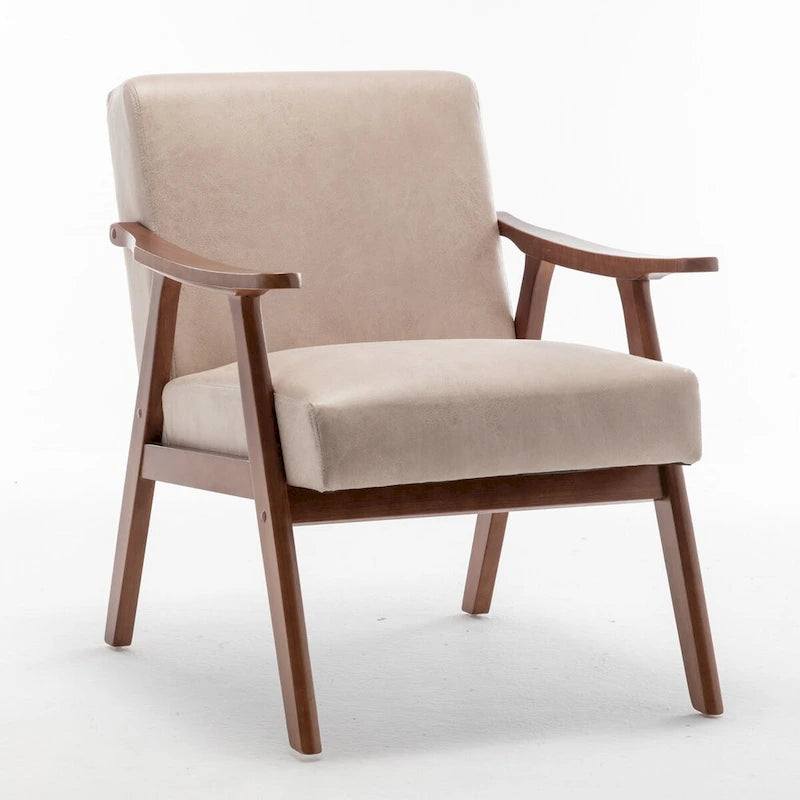 Mid-Century Modern Accent Chair with Solid Wood Frame, Set of 1